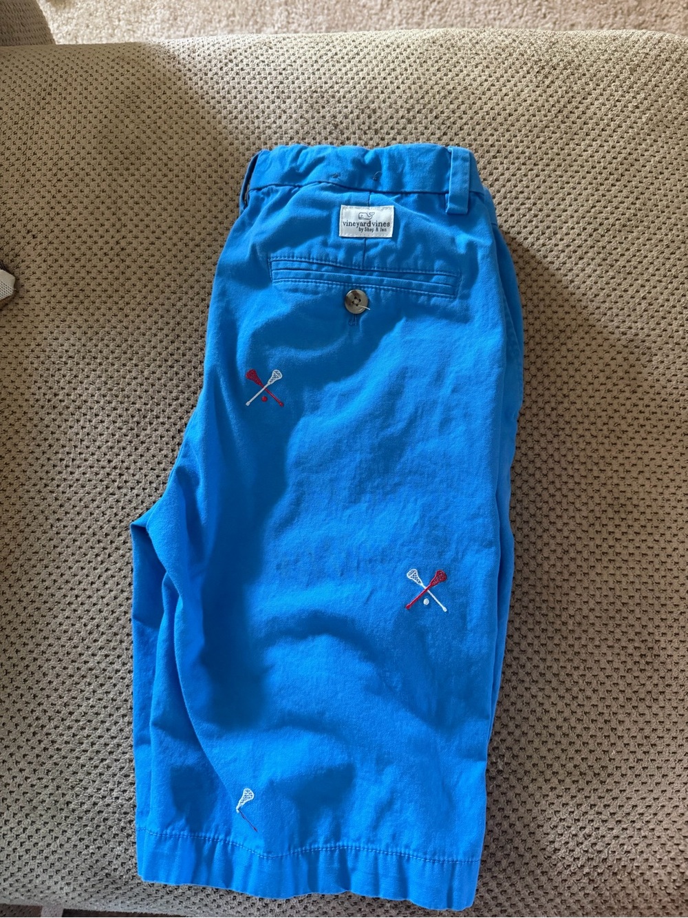 Vineyard Vines boys size 14 Blue Embroidered Chino Shorts lacrosse